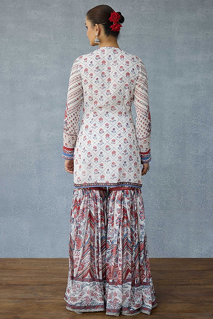 Multi-Colored Georgette Digital Printed Wedding Sharara Set by TORANI at Pernia's Pop Up Shop