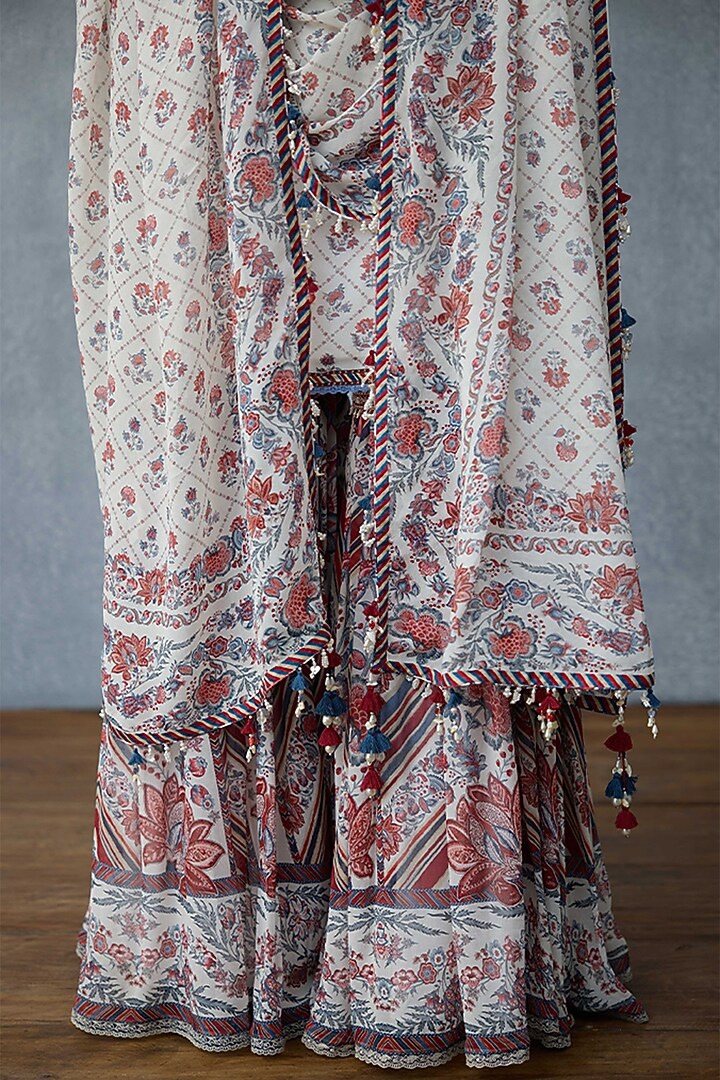 Multi-Colored Georgette Digital Printed Wedding Sharara Set by TORANI at Pernia's Pop Up Shop