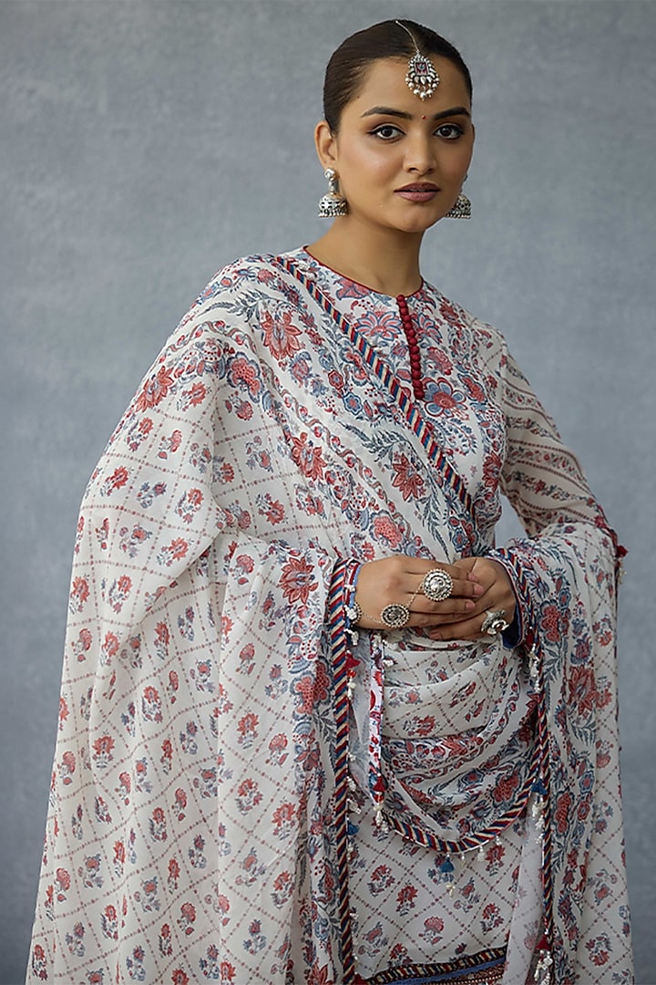 Multi-Colored Georgette Digital Printed Wedding Sharara Set by TORANI at Pernia's Pop Up Shop