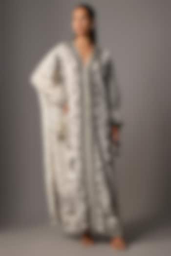 Black & White Linen Digital Chintz Printed Kaftan by TORANI at Pernia's Pop Up Shop