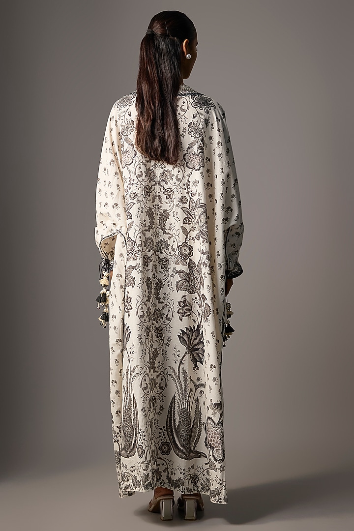 Black & White Linen Digital Chintz Printed Kaftan by TORANI at Pernia's Pop Up Shop