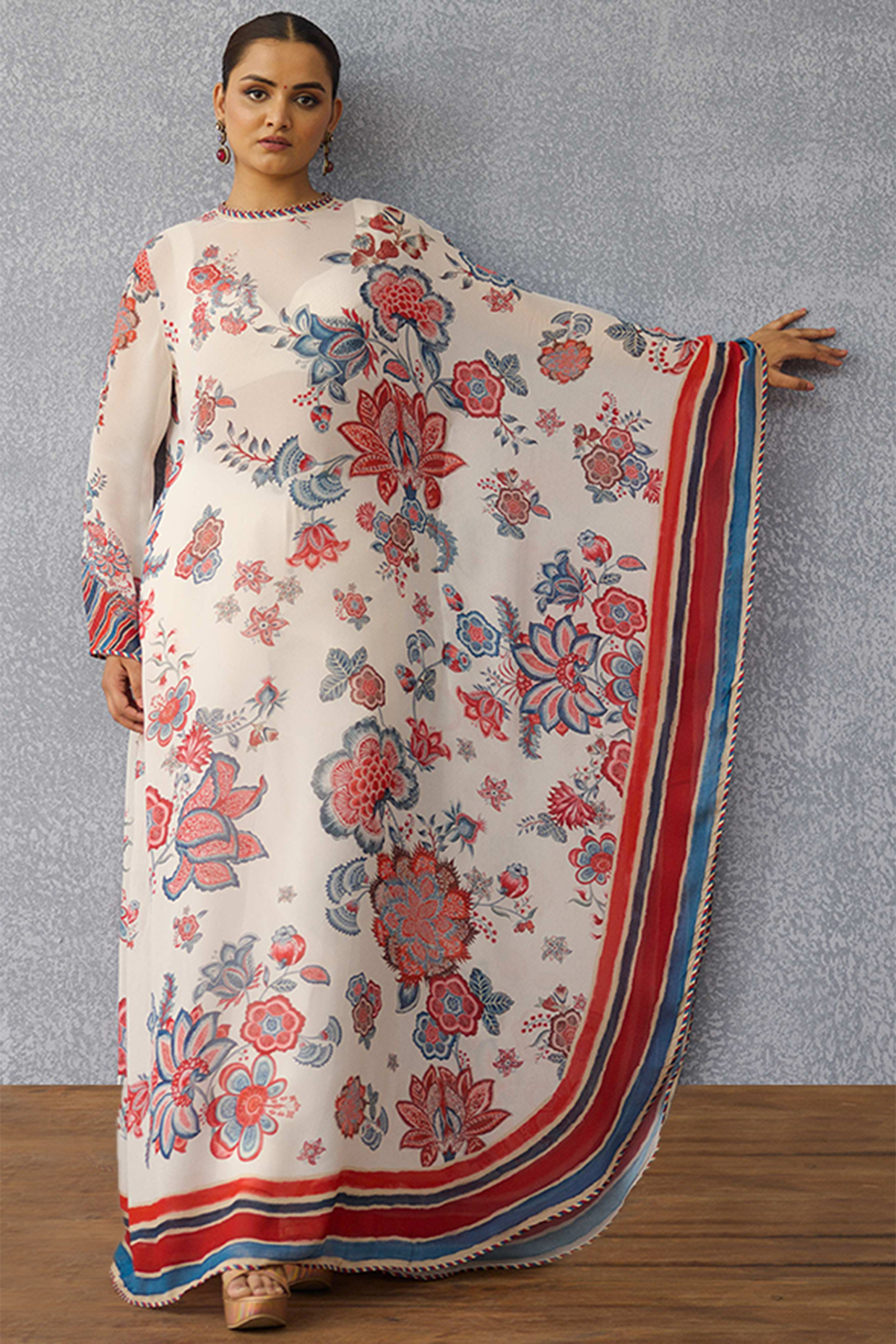 Multi-Colored georgette & Jeni Silk Digital Printed Kaftan by TORANI at Pernia's Pop Up Shop