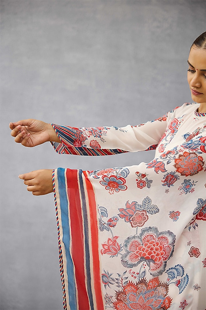 Multi-Colored georgette & Jeni Silk Digital Printed Kaftan by TORANI at Pernia's Pop Up Shop