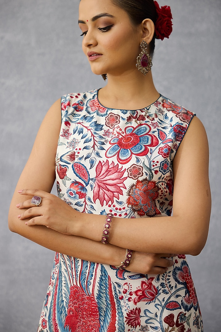 Multi-Colored Raw Silk & Silk Organza Co-Ord Set by TORANI at Pernia's Pop Up Shop