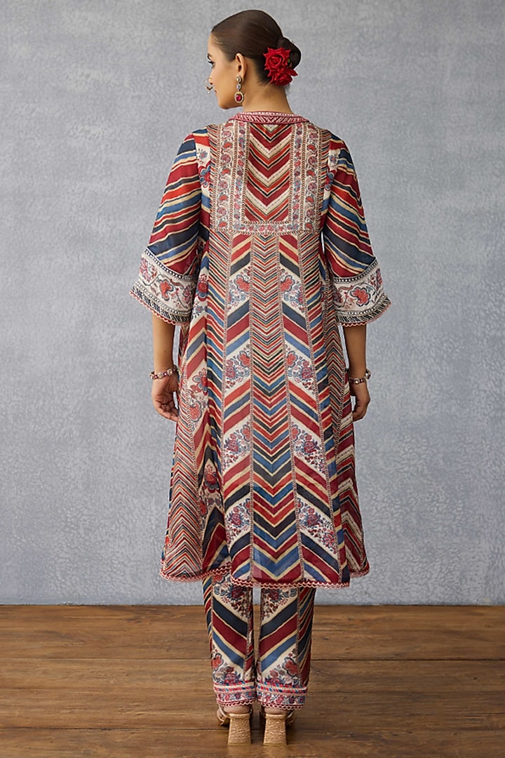 Multi-Colored Silk Crepe Organza Digital Printed Kurta Set by TORANI at Pernia's Pop Up Shop