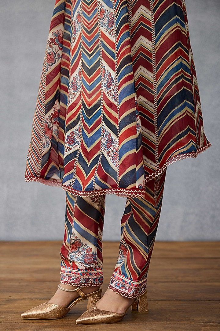 Multi-Colored Silk Crepe Organza Digital Printed Kurta Set by TORANI at Pernia's Pop Up Shop