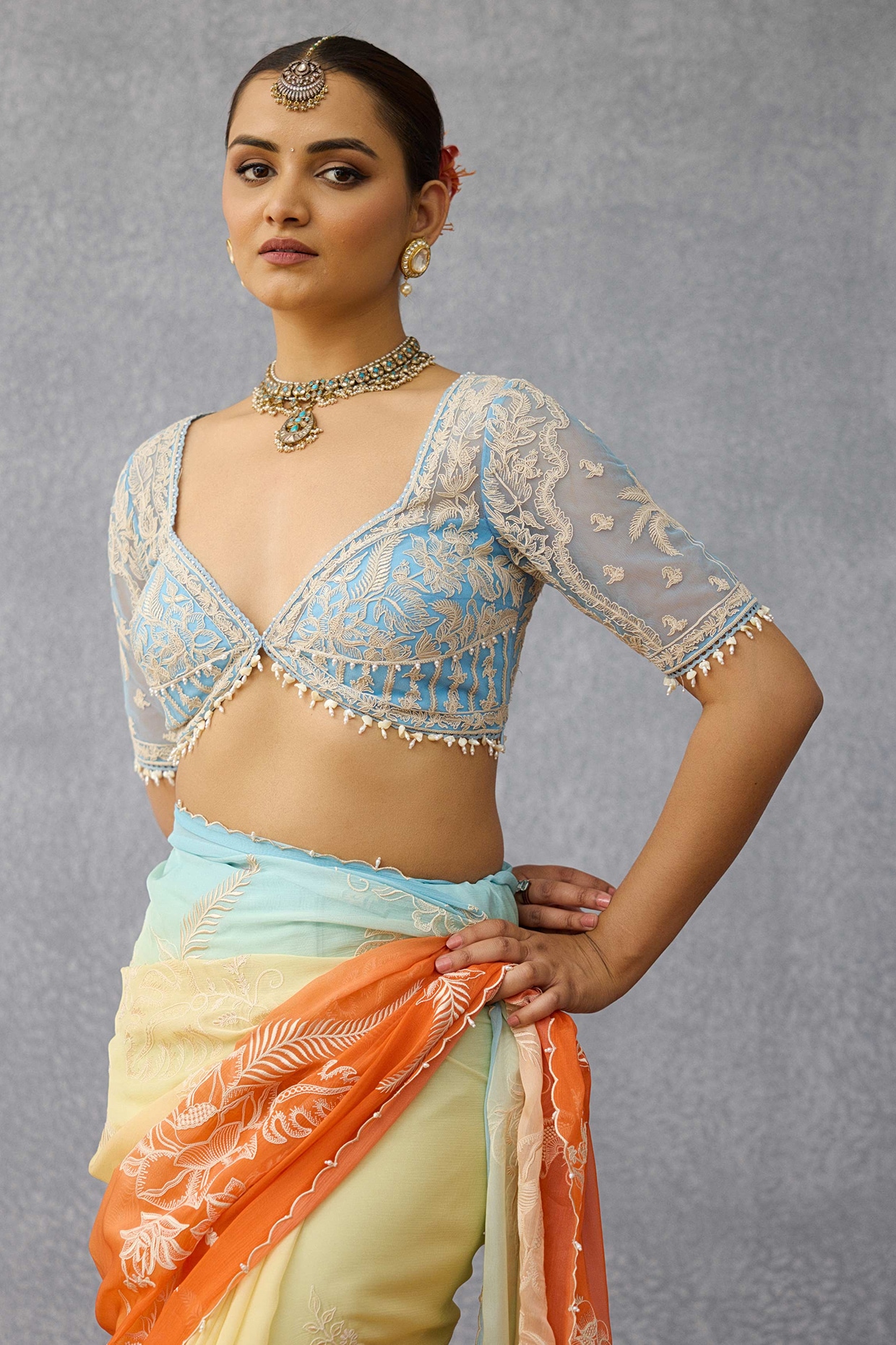 turquoise chiffon blouse