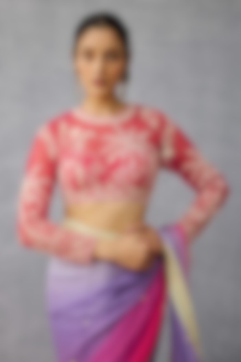 Pink Butterfly Net Motif Embroidered Blouse by TORANI at Pernia's Pop Up Shop