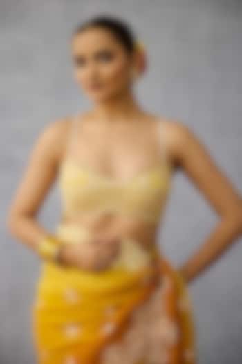 Yellow Net Tassels Embroidered Blouse by TORANI at Pernia's Pop Up Shop