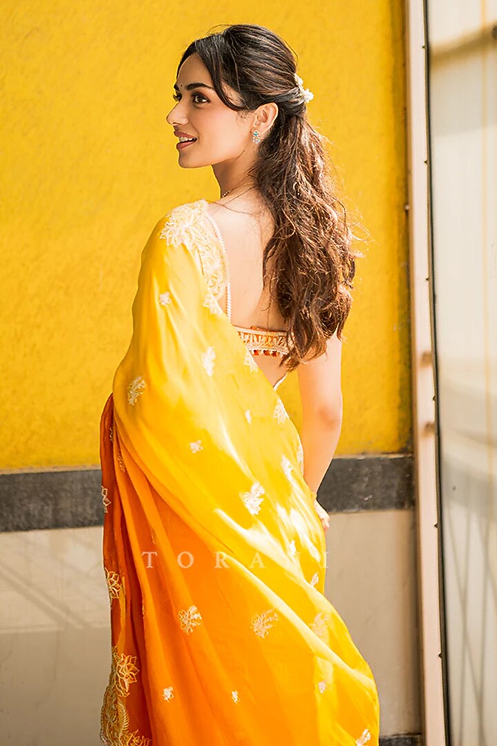 Orange Ombre Butterfly Net Blouse by TORANI at Pernia's Pop Up Shop
