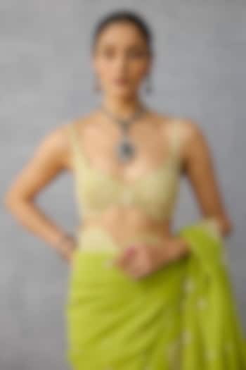 Green Butterfly Net Floral Cutwork Bralette by TORANI at Pernia's Pop Up Shop