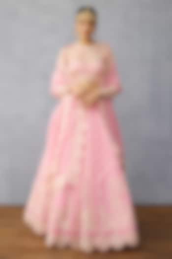 Pink Organza Dori Hand Embroidered Bridal Lehenga Set by TORANI at Pernia's Pop Up Shop