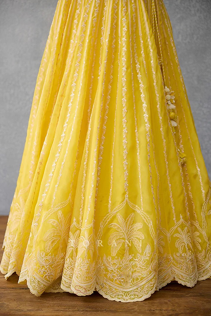 Yellow Organza & Butterfly Net Hand Embroidered Bridal Lehenga Set by TORANI at Pernia's Pop Up Shop