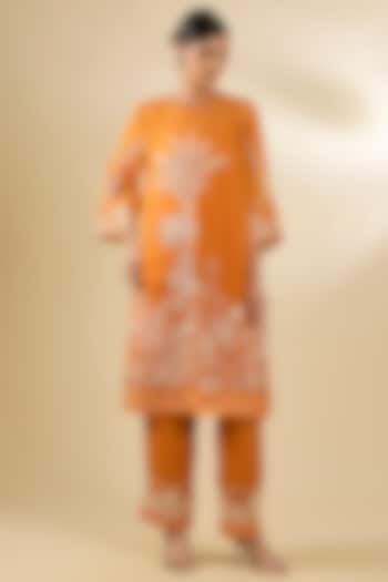 Dark Yellow Organza Kurta Set by Torani at Pernia's Pop Up Shop