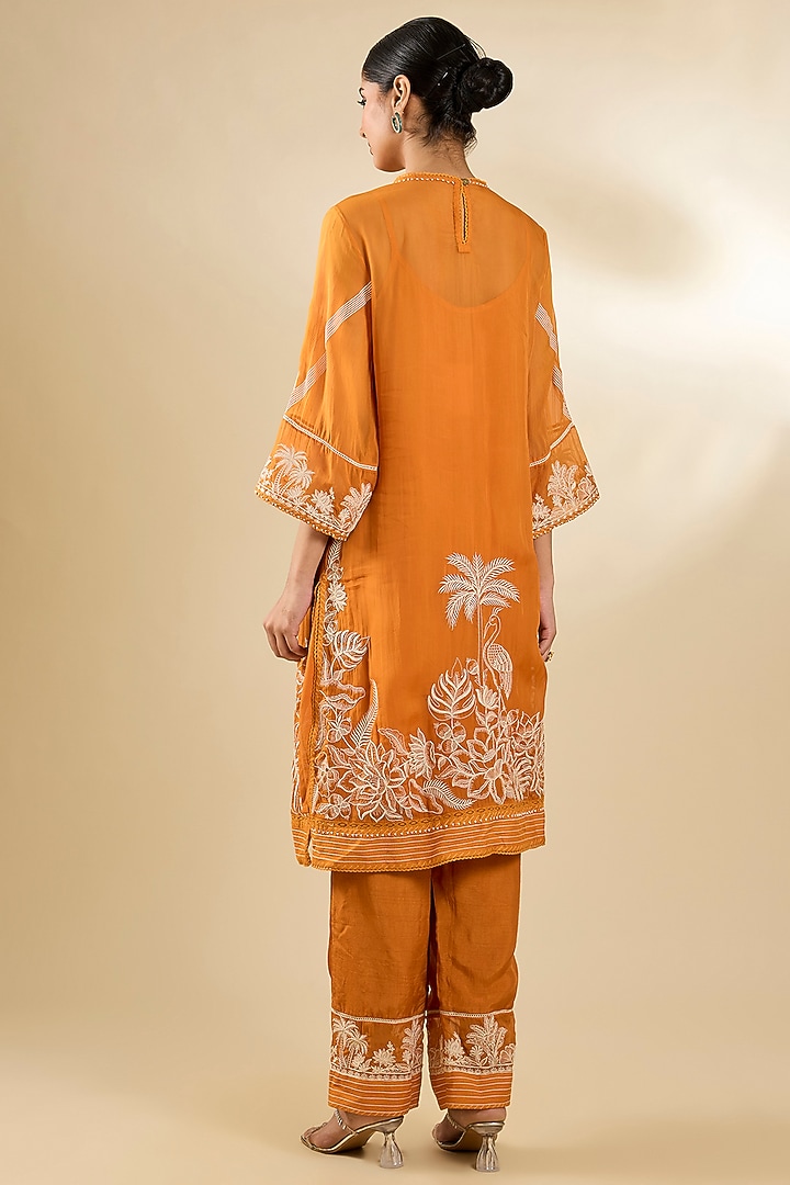 Dark Yellow Organza Kurta Set by Torani at Pernia's Pop Up Shop