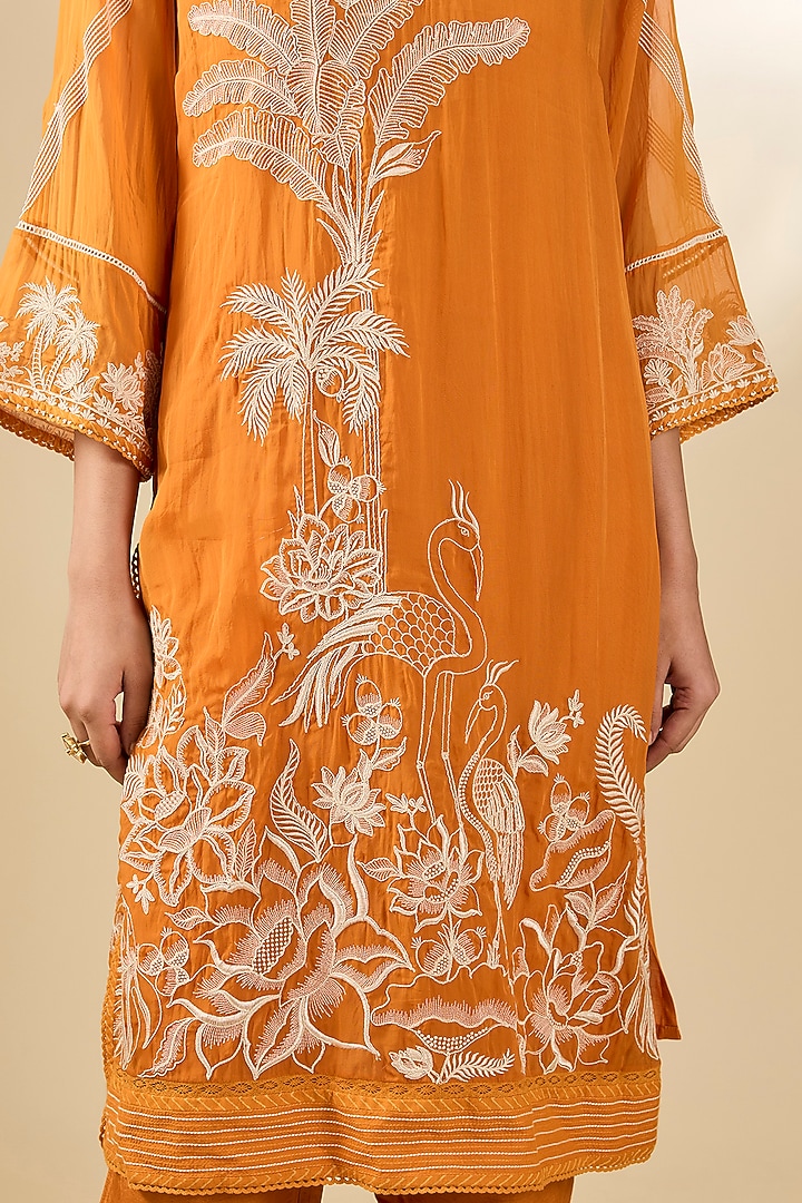 Dark Yellow Organza Kurta Set by Torani at Pernia's Pop Up Shop