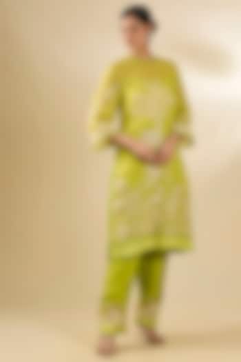 Green Organza Kurta Set by Torani at Pernia's Pop Up Shop