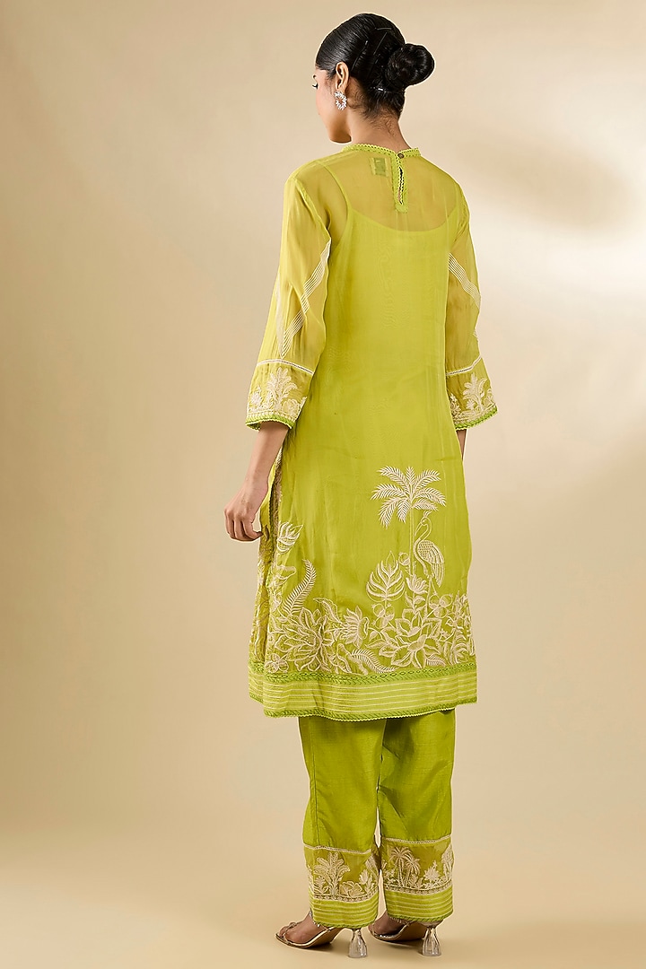 Green Organza Kurta Set by Torani at Pernia's Pop Up Shop
