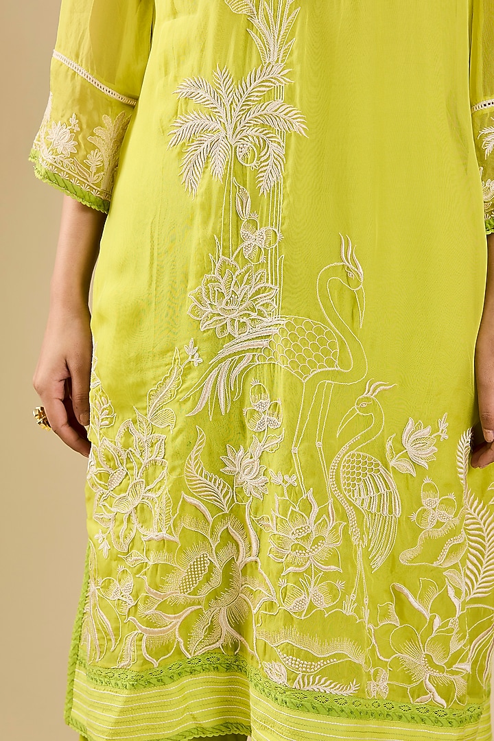 Green Organza Kurta Set by Torani at Pernia's Pop Up Shop