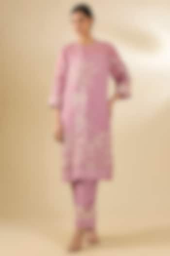 Lilac Organza Kurta Set by Torani at Pernia's Pop Up Shop