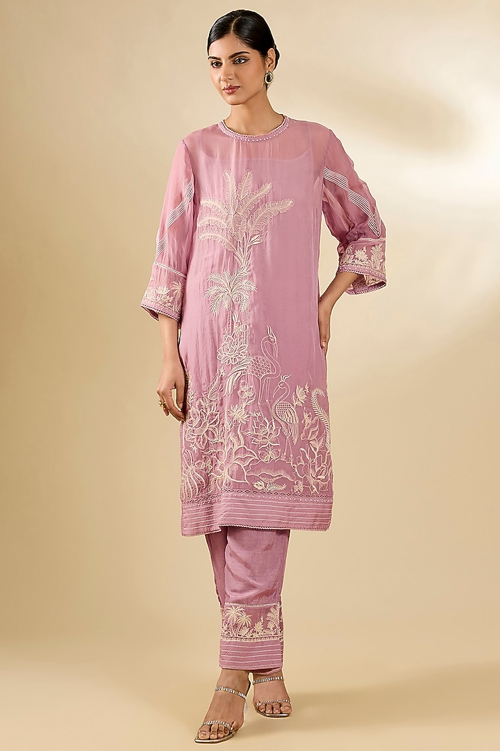 Lilac Organza Kurta Set by Torani at Pernia's Pop Up Shop