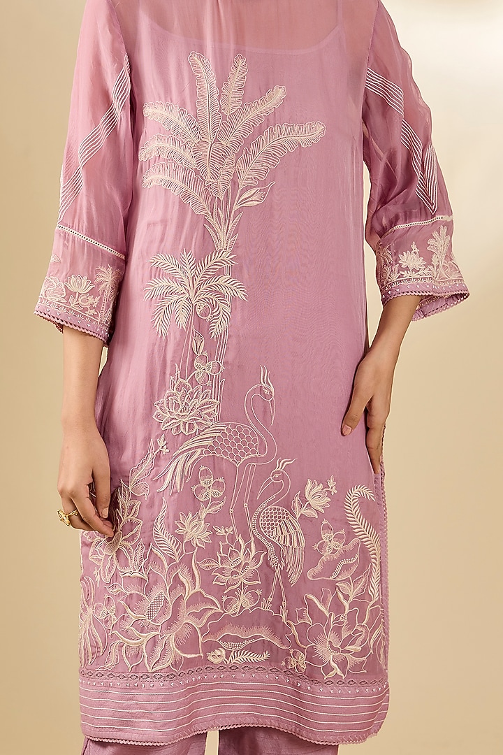 Lilac Organza Kurta Set by Torani at Pernia's Pop Up Shop