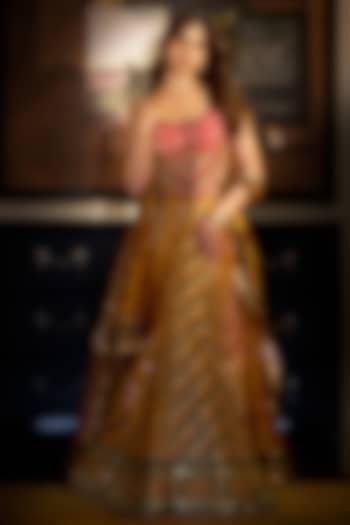 Yellow Jeni Silk Embroidered Bridal Lehenga Set by TORANI at Pernia's Pop Up Shop