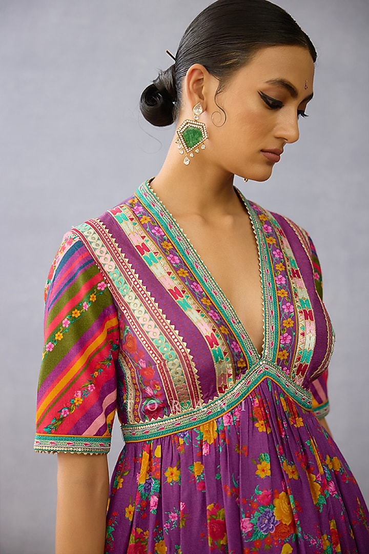 Purple Silk & Organza Bridal Sharara Set by TORANI at Pernia's Pop Up Shop