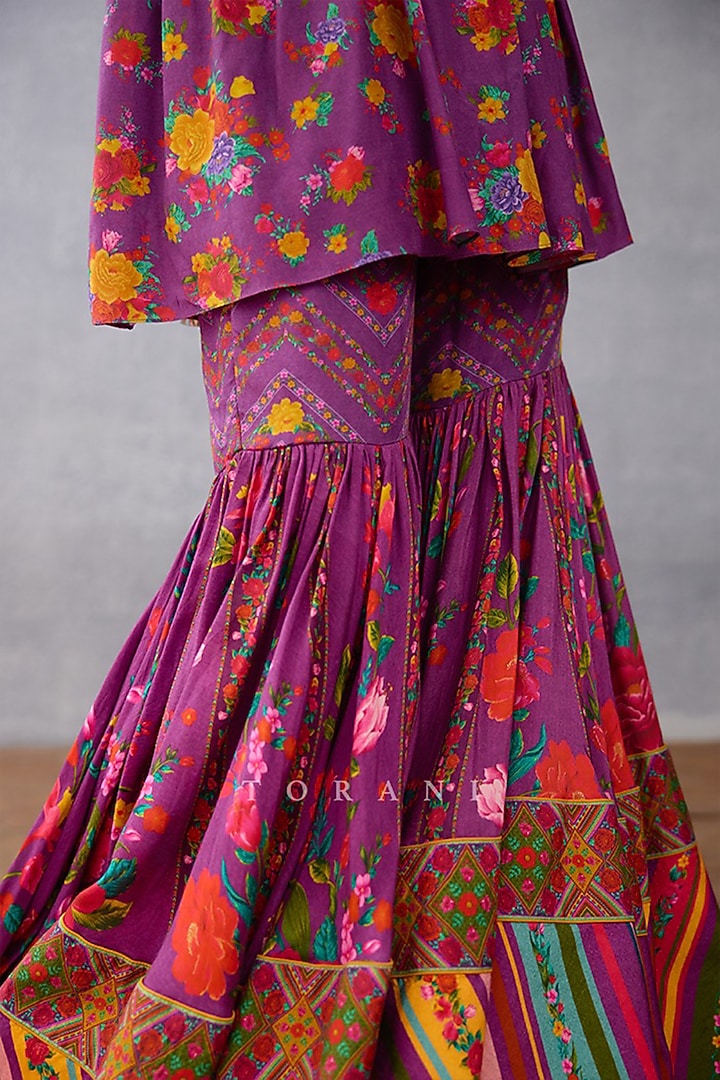 Purple Silk & Organza Bridal Sharara Set by TORANI at Pernia's Pop Up Shop