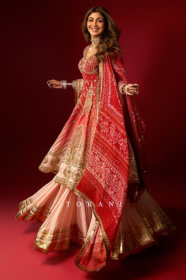 Ombre Jeni Silk Embroidered Bridal Anarkali Set by TORANI at Pernia's Pop Up Shop