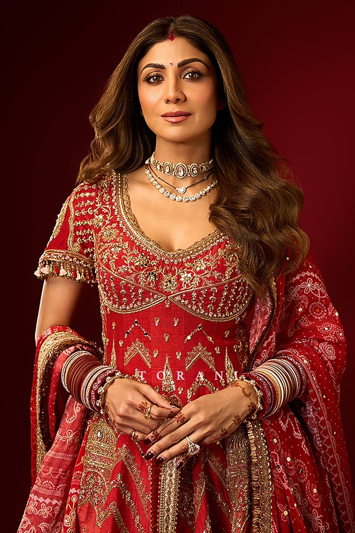 Ombre Jeni Silk Embroidered Bridal Anarkali Set by TORANI at Pernia's Pop Up Shop