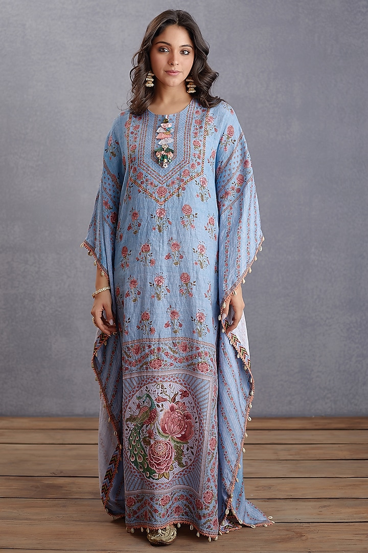 Sea Blue Printed Kaftan by TORANI at Pernia's Pop Up Shop