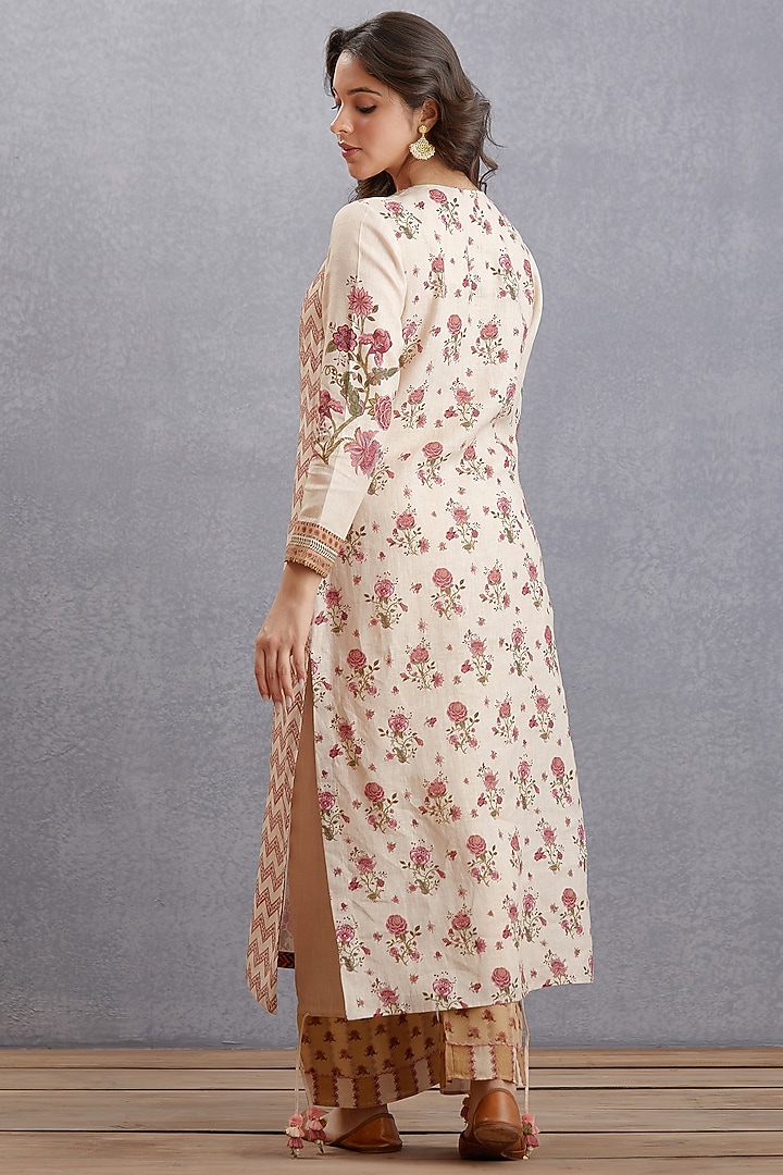 Musk Beige Printed Long Kurta Set by TORANI at Pernia's Pop Up Shop