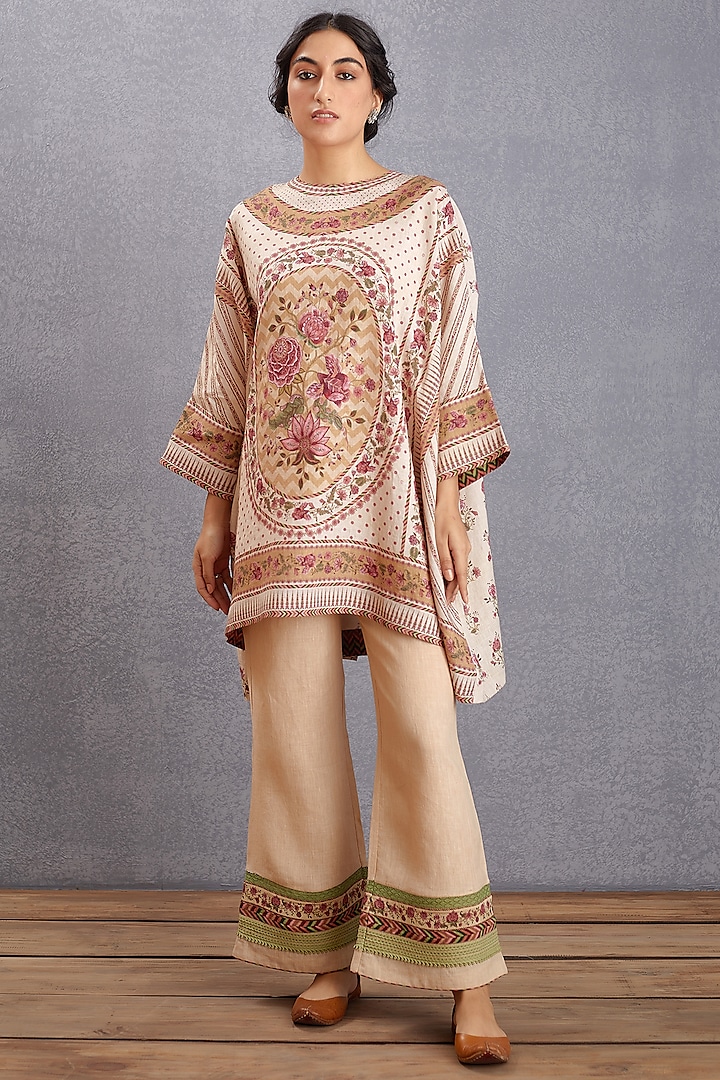 Musk Beige Printed Shirt Kaftan by TORANI at Pernia's Pop Up Shop