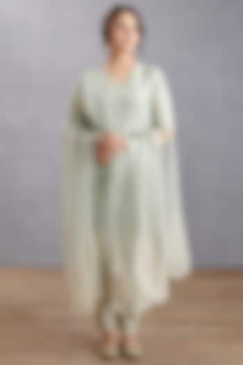 Sage Green Embroidered Kurta Set by TORANI at Pernia's Pop Up Shop