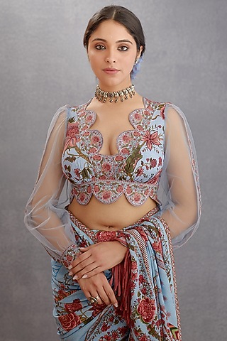 Sea Blue Chintz Printed Blouse by TORANI