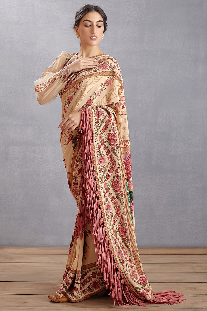 Musk Beige Chintz Printed Saree by TORANI at Pernia's Pop Up Shop