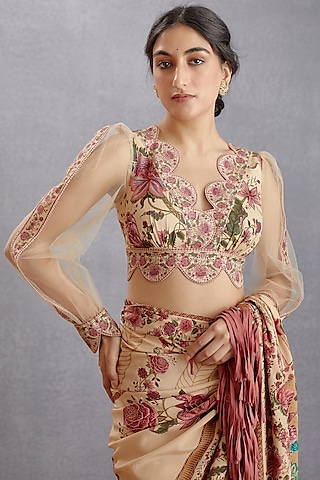 Musk Beige Chintz Printed Blouse by TORANI