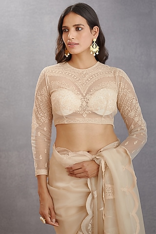 Jasmine White Embroidered Blouse by TORANI