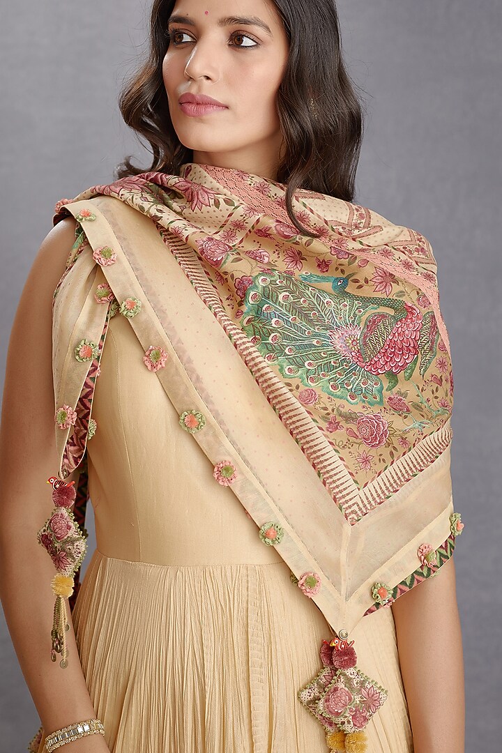 Musk Beige Digital Printed Scarf by TORANI at Pernia's Pop Up Shop