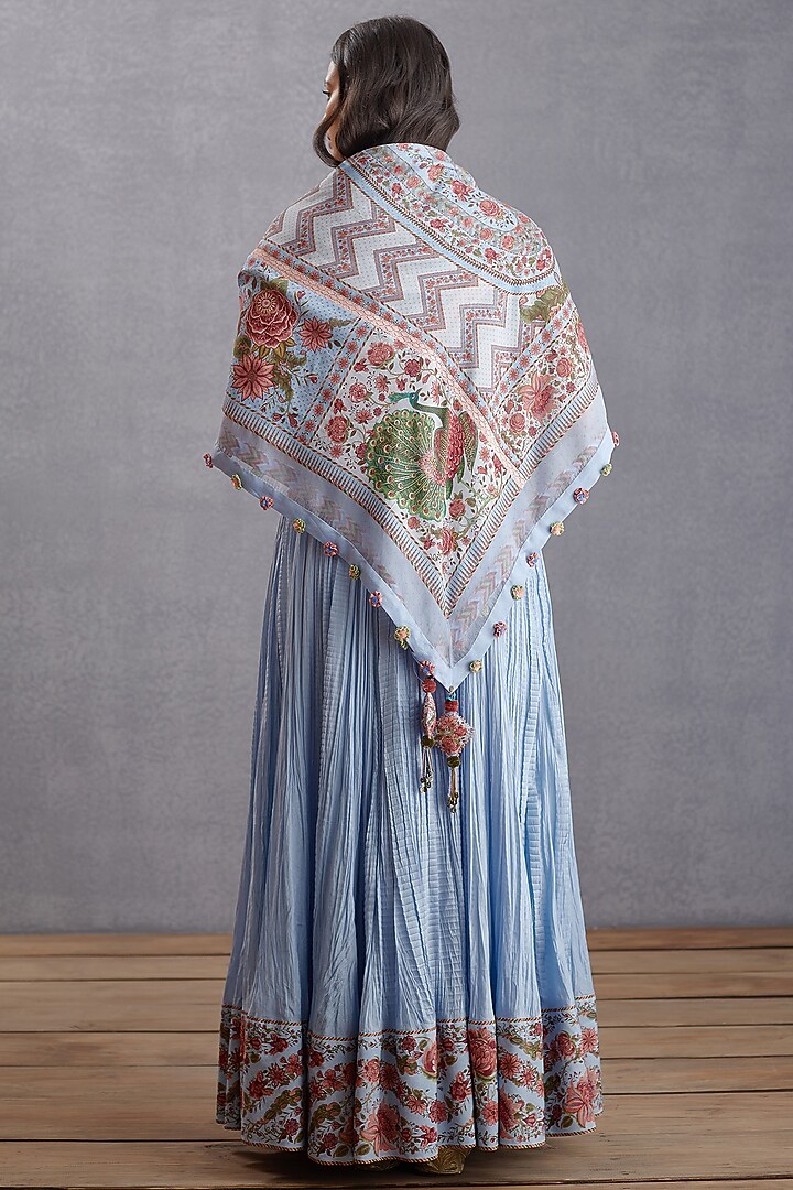 Sea Blue Digital Printed Scarf by TORANI at Pernia's Pop Up Shop