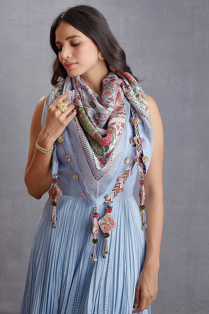 Sea Blue Digital Printed Scarf by TORANI at Pernia's Pop Up Shop