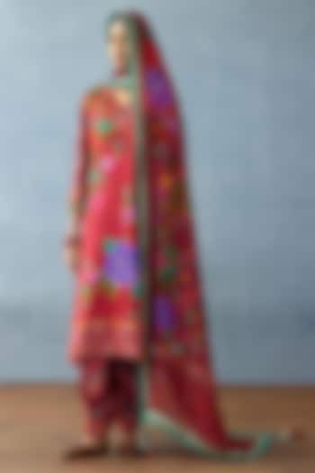Red Cotton Silk & Silk Slub Embellished Kurta Set by TORANI at Pernia's Pop Up Shop