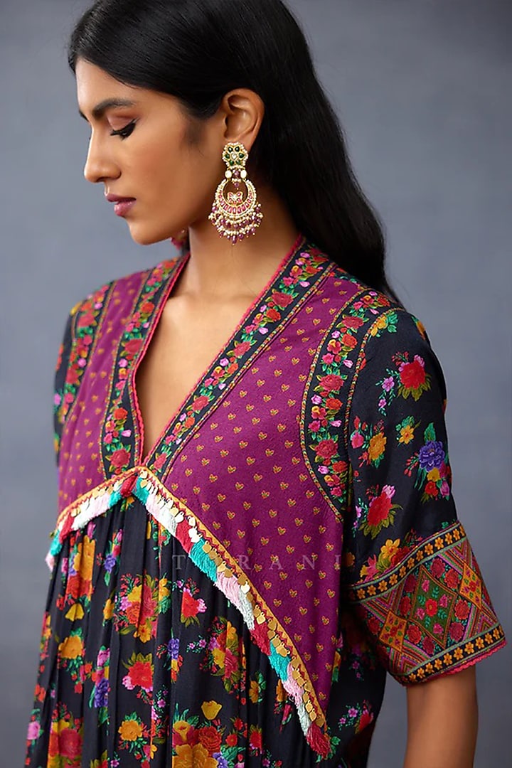Black Muslin Silk Kurta Set by TORANI at Pernia's Pop Up Shop