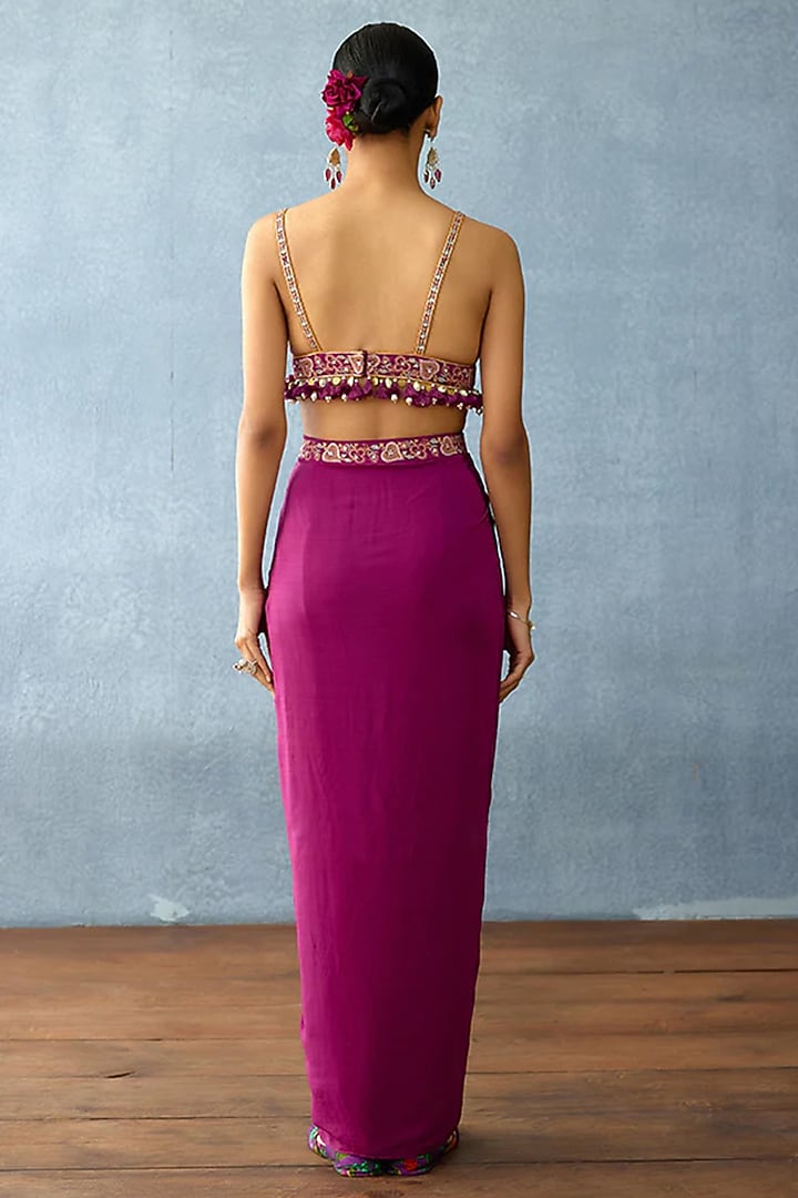 Purple Organza Embroidered Scalloped Cape Set by TORANI at Pernia's Pop Up Shop