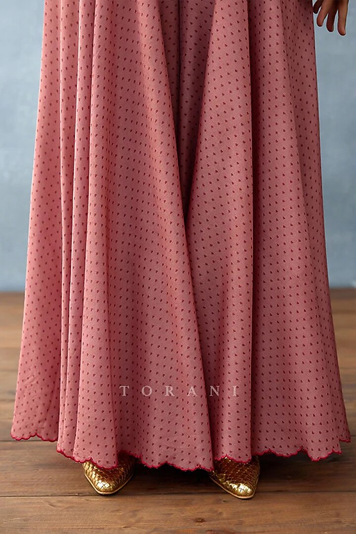 Pink Cotton jacquard & Slub Silk Printed Jacket Set by TORANI at Pernia's Pop Up Shop