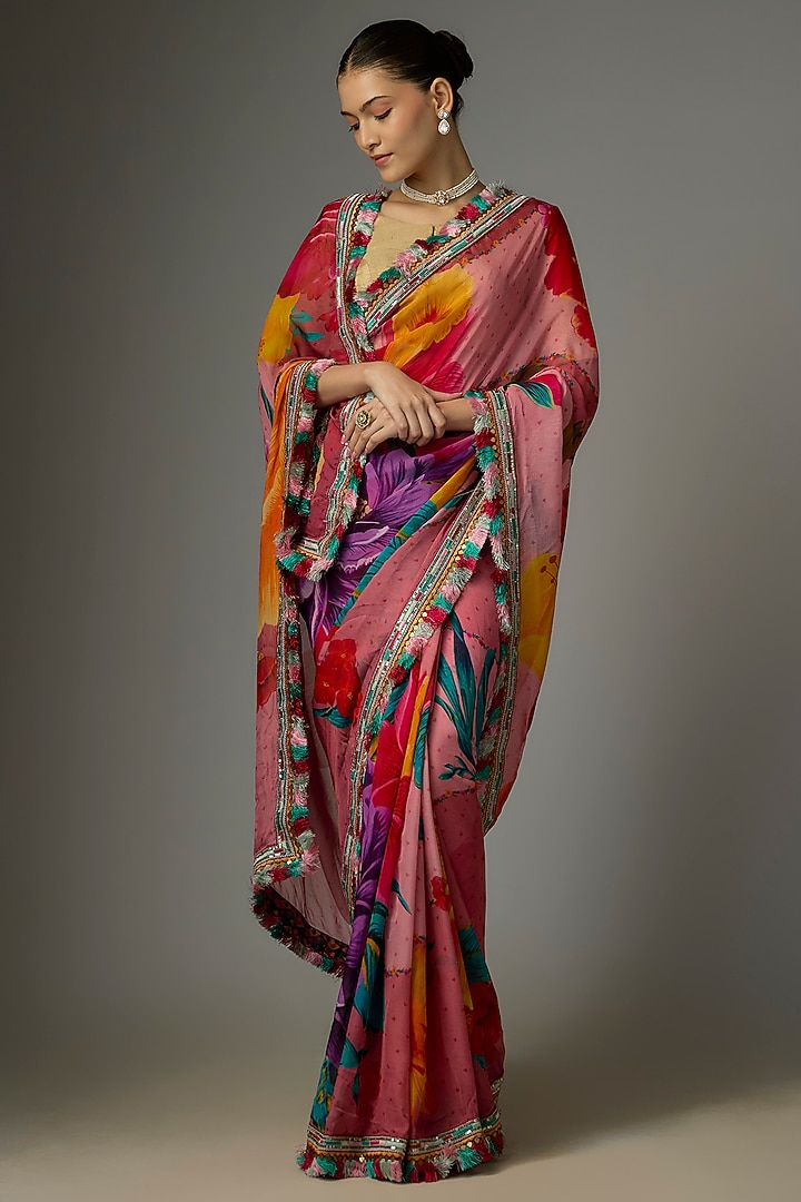 Multi-Colored Organza Digital Printed Wedding Saree by TORANI at Pernia's Pop Up Shop