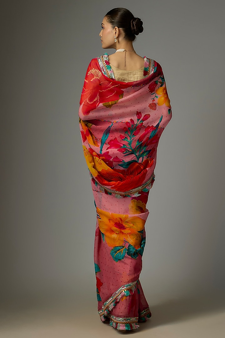 Multi-Colored Organza Digital Printed Wedding Saree by TORANI at Pernia's Pop Up Shop