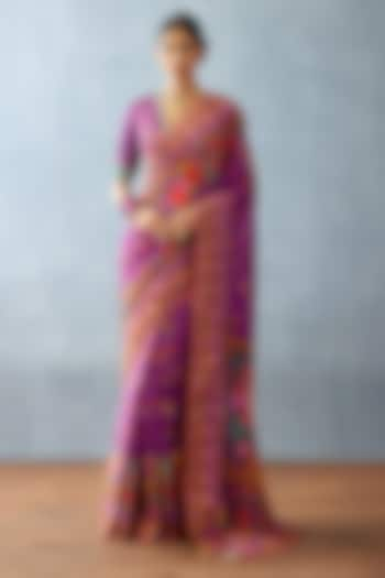 Purple Jeni Silk Digital Printed Saree by TORANI at Pernia's Pop Up Shop