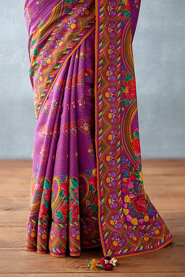 Purple Jeni Silk Digital Printed Party Wear Saree by TORANI at Pernia's Pop Up Shop
